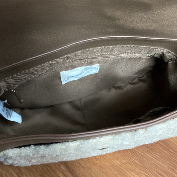 Faux Leather Brown Crossbody Sherpa Western - Picture 4 of 8